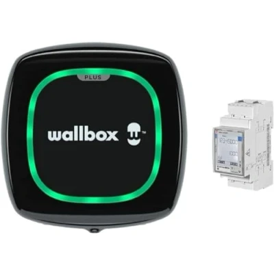 Imagen de Wallbox Pulsar Plus, Paquete de Carga Solar, Cargador Vehículo Eléctrico (22 kW, 5 Metros, Tipo 2, WiFi, Bluetooth, OCPP, Interior/Exterior), Negro + Power Boost Trifásico