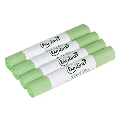 Imagen de Mini 3L bolsas de basura compostables 100 forros encimera cocina composta alimentos Bin Liners para EN13432