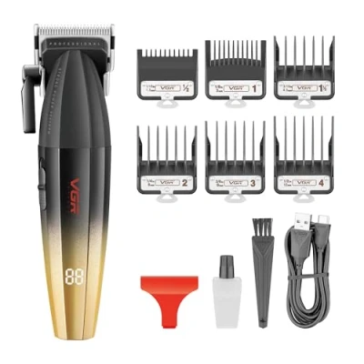 Imagen de VGR Kit profesional de corte pelo inalámbrico para hombre, 9000 rpm, máquina hombre cabeza, cortador barba larga, palanca cónica, recargable eléctrica