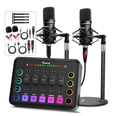 Imagen de Hayner Seek Paquete de equipos podcast MHS124 Interfaz audio MIDI 5 canales USB Minimalista Kit todo en uno para transmisión vivo