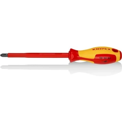 Imagen de Knipex Destornillador para tornillos cruciformes Phillips® bruñido, mango aislante en dos componentes, según norma VDE 270 mm 98 24 03
