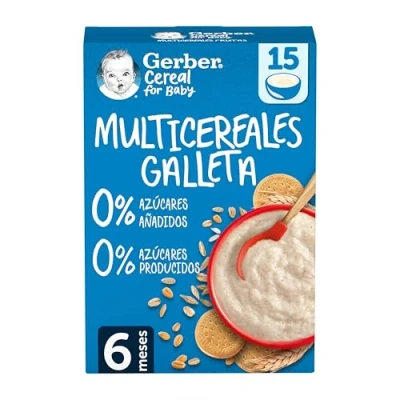 Imagen de Gerber Papilla Multicereales Y Galleta 0% Azúcares Añadidos Ni Producidos, A Partir De Los 6 Meses, 270 G