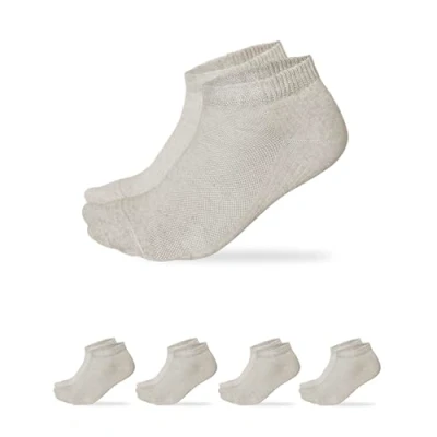 Imagen de vitsocks Calcetines Verano LINO ALGODÓN Finos Cortos Hombre (4 PARES) Muy Transpirables, beige claro, 39 41