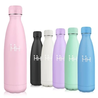 Imagen de Motswedi Botella Agua Acero Inoxidable, 500ml Sin BPA, Termica, Mantener 12H Caliente/24 Frío, Cantimplora, Prueba de Fugas, para Niños, Deporte, Oficina, Yoga, Ciclismo, Rosa