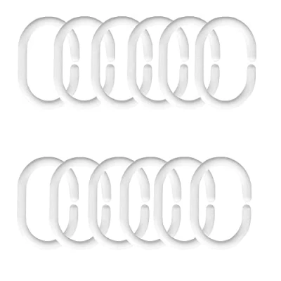 Imagen de Anillas para Cortina de Ducha, 12 Pcs Plástico Cortinas, Anillos Duacha en Forma C, Cortinas