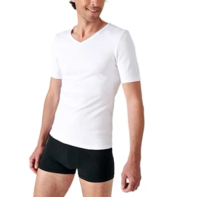 Imagen de Damart Camiseta con Cuello de Pico, Manga Corta, Punto Thermolactyl clásico térmica, Blanc (Blanc), M para Hombre