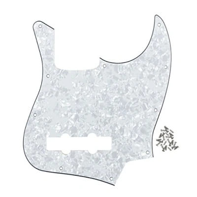 Imagen de FLEOR 10 agujeros JB Bass Pickguard 4 capas Rascar Placa sin truss Rod Notch para bajo de jazz Standard cuerdas, perla blanco