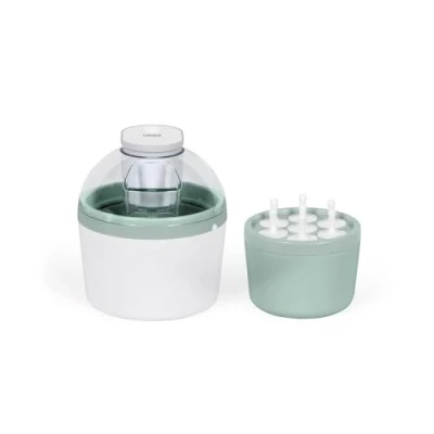 Imagen de Livoo DOM461 Máquina de hielo para preparar helados, sorbetes y yogures congelados Depósito 1 L con molde 7 palitos helados Blanco/Gris