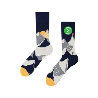Imagen de Dedoles Calcetines Unisex Hombre Mujer y Niños Algodón muchos diseños divertidos diferente izquierda derecha, color: Gris, diseño: Atardecer en la montaña (bambú), tamaño: 35 38