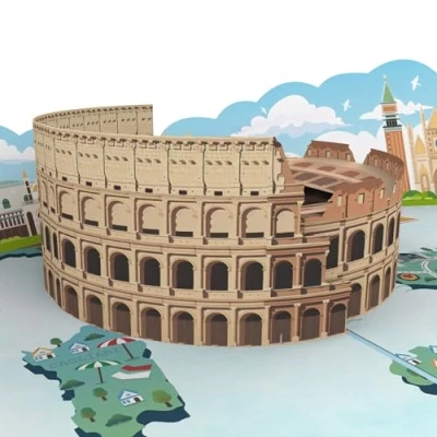 Imagen de MOKIO® tarjeta Pop Up Italia de cumpleaños 3D para vacaciones en o como regalo emergente un viaje urbano a Roma