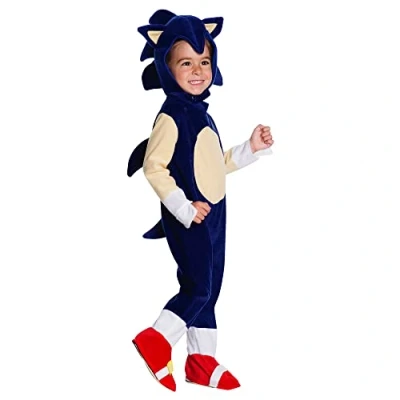 Imagen de Rubies Disfraz Sonic Prescolar Deluxe para niños y niñas, Jumpsuit con cubrezapatos accesorio la cabeza, Licencia Oficial Sega Carnaval, cumpleaños, fiestas cosplay