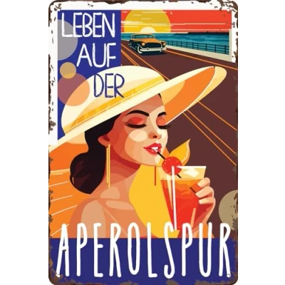 Imagen de 30 x 20 cm cartel de chapa retro, bar, receta cóctel, sensación verano, aperol spritz Prosecco (Vida en el carril Aperol)