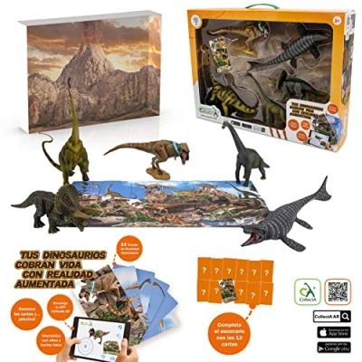 Imagen de DEQUBE Set de 5 Animales Prehistoricos Contiene 12 Cartas Realidad Aumentada Juego Interactivo con App Colección Collecta Tamaño L y XL (Deqube 901D00043)