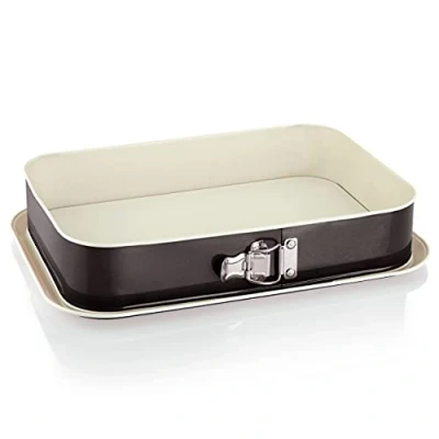 Imagen de Grizzly Molde grande alto y rectangular desmontable, para tartas, de 35 x 24 cm, color negro crema, con protección contra fugas antiadherente