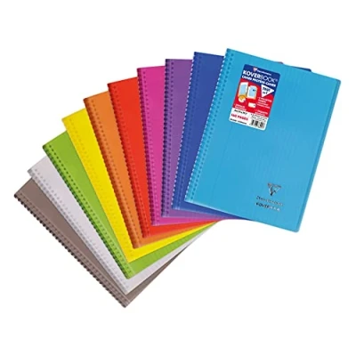 Imagen de Clairefontaine Koverbook 376401 C Libreta de espiral con protectora enveloppante en Polypro cuadros, 160 páginas 90 g A4 color aleatorio