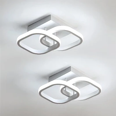Imagen de Comely 2 Paquetes LED de Techo Modernas, 24W 2700LM Pequeña Lámpara Cuadrada, Blanco Frío 6500K, Accesorios Iluminación Interior para Dormitorio, Pasillo, Balcón, Escalera, Entrada