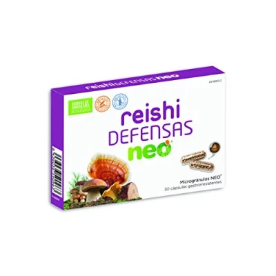 Imagen de NEO Reishi Defensas 30 Cápsulas A Base de Hongos Ecológicos para Mejora Las Con Reishi, Shiitake, Maitake, Cordyceps, Champiñón del Sol, Uña gato y Camu