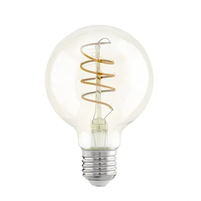 Imagen de EGLO LED E27, espiral Globo, bombilla vintage ámbar para iluminación, 4 vatios (equivalente a 26 vatios), 270 lúmenes, blanco cálido, 2200k, foco Edison G80, Ø 8 cm