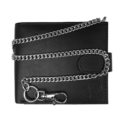 Imagen de Roamlite Cartera de Cuero para hombre con Bloqueo RFID cadena, 11 cm x 9,5 2, RFID,