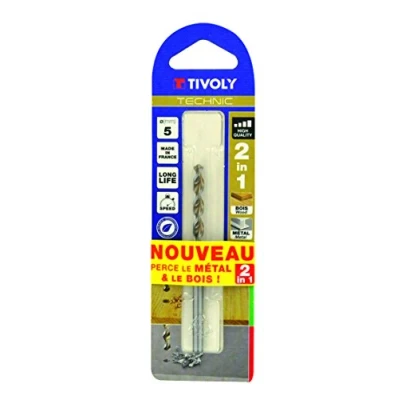 Imagen de TIVOLY 10804420200 BROCA 2 en 1 MADERA, METAL/Alto rendimiento TECHNIC de mm largo 49 profundidad corte 24 con mango cilíndrico
