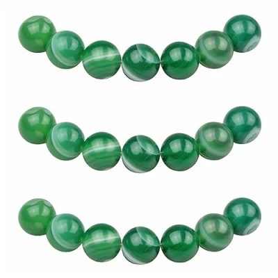 Imagen de MJDCB 6mm 60 piezas Cuentas de Piedra Ágata Rayada Verde Redondas Sueltas Piedras Semipreciosas Naturales para Hacer Joyas Pulseras Collares