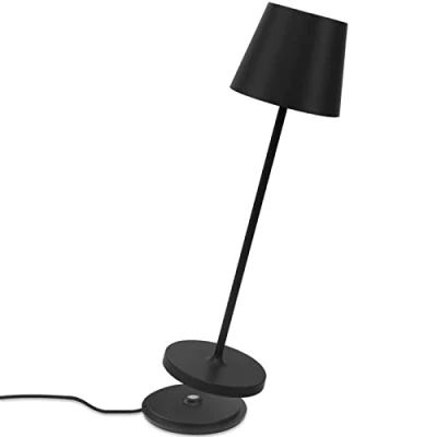 Imagen de K Bright LED Lámpara de escritorio con batería Regulable 3000K Color luz cálida recargable para Adecuado interiores y exteriores portátil carga USB negro.