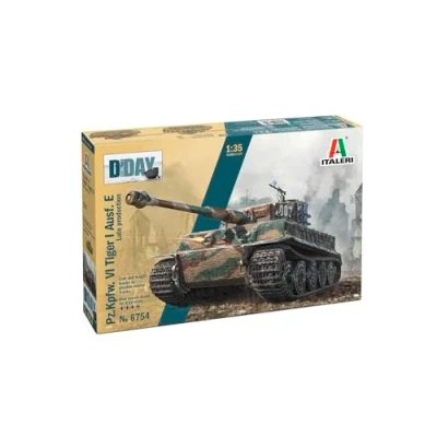 Imagen de Italeri 6754 1:35 Pz.Kpfw. Vi Tiger I AUSF. E SP Prod modelismo, Kit, maqueta, Manualidades, Hobby, Pegar, Kit de plástico, detallado, Tanque, Militar, Multicolor