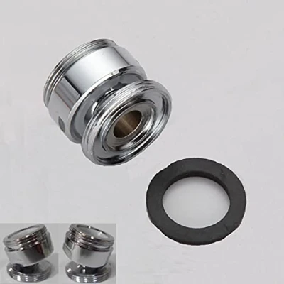 Imagen de HATOOLHA® 2 adaptadores de grifo giratorios, adaptador rosca latón 360 grados, conector aireador macho a macho, 24 mm 22