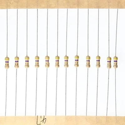 Imagen de HUABAN 200 Piezas 0.25 Watts 1/4W 4R7 4.7 Ohm 5% Resistencia de película carbono