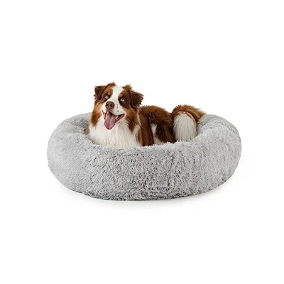 Imagen de lionto Cama Perros Redonda cojín Gatos sofá para Donut, (3XL) 100 cm Ø Gris Claro