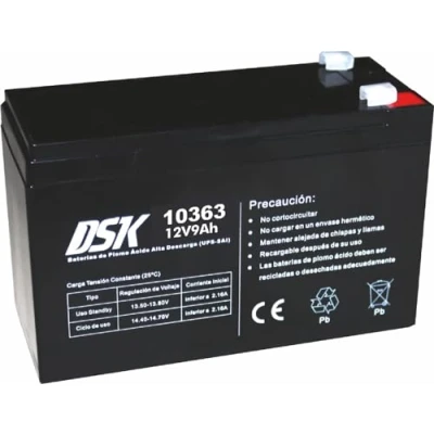 Imagen de DSK 10363 Batería de Plomo Recargable Alta Descarga AGM Sellada 12V y 9Ah. Ideal para UPS SAI, Sistemas seguridad comunicación, luces emergencia…