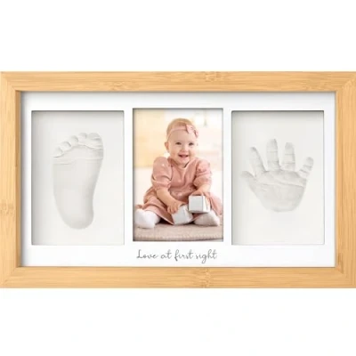 Imagen de KeaBabies Kit De Recuerdo Huella Bebé Marco Duo Arte Memoria Para Recién Nacido Baby Shower Niños, Niñas Caja Regalo Registry (Bamboo)