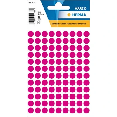 Imagen de HERMA Multi purpose labels ø 8mm pink 540 pcs. Etiqueta autoadhesiva