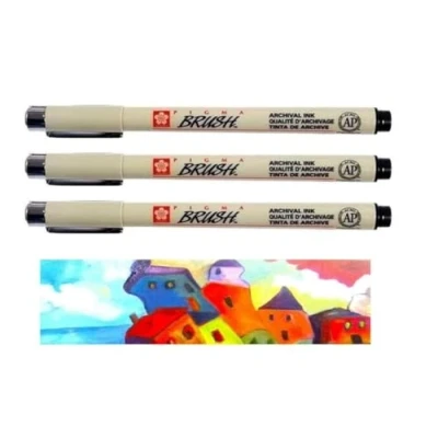 Imagen de Sakura Pigma Brush Pincel de punta pincel, color negro (# 49), 3 unidades