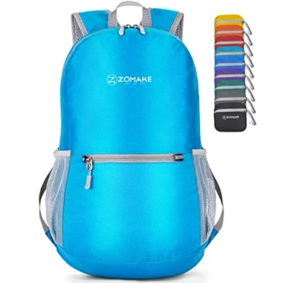 Imagen de ZOMAKE Mochila Plegable Ultraligera Mochilas de Senderismo Pequeña Con Resistencia Al Agua 20L Para Hombre Mujer Viaje Trekking Deporte(Azul claro)