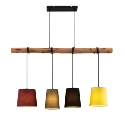 Imagen de lámpara colgante &#039;Moskau&#039; (Moderno) en Marrón hecho de Madera e.o. para Salón &amp; Comedor (4 llamas, E27) Lindby textil, plafón, techo lámpara,