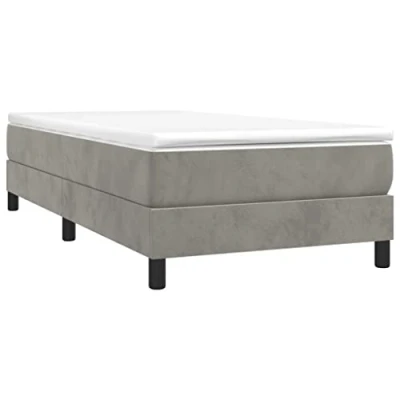 Imagen de vidaXL Estructura de Cama, Somier Individual Listones, Base Cama Tapizada, Mueble para Dormitorio Hogar, Terciopelo Gris Claro 90x200 cm