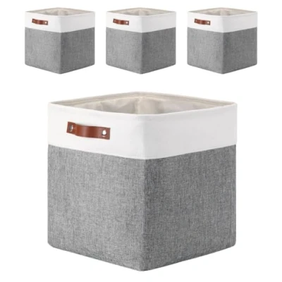 Imagen de Mangata Set de 4 Caja Almacenaje, 33x38x33cm Organizador Tela Plegable, Cajas Almacenamiento para Ropa, Juguetes, Armarios, Estanterías