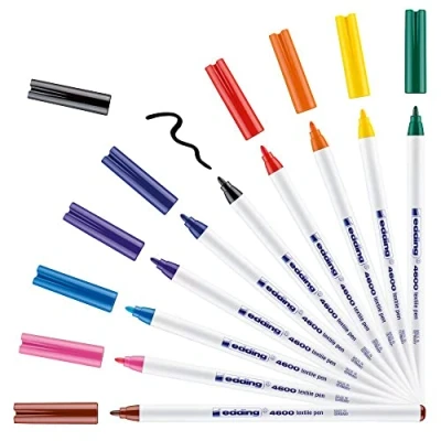 Imagen de Edding 4600 Textil Lápices Marcadores 1mm Redondo Puntas Básicas Colores Cartera de 10