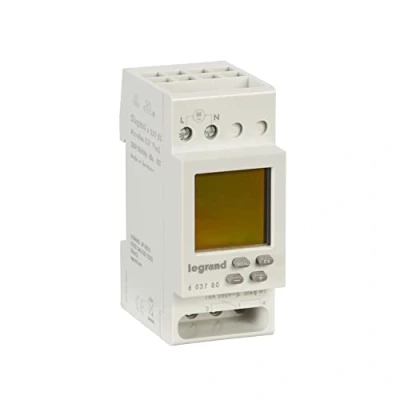 Imagen de Legrand 603780 con temporizador semanal digital MICROREX D21, 1 canal, 2 de modulig para carril DIN 230 V y 4000 W
