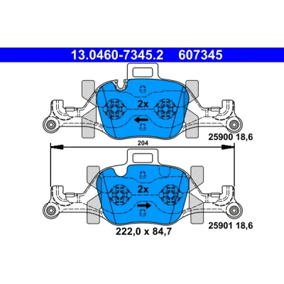 Imagen de ATE 13.0460 7345.2 Juego de pastillas freno preparado para indicador desgaste, excl. contacto avisador desgaste BMW: 5 Berlina, 7, 3 Berlina