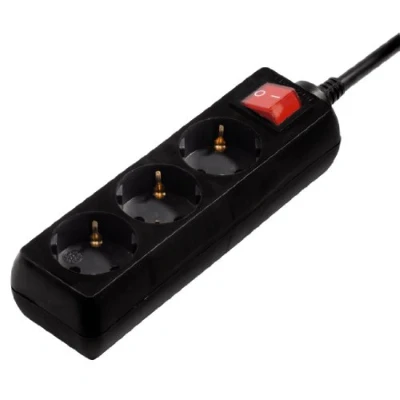 Imagen de Hama Regleta de 3 Tomas con protección (Regleta enchufes, Cable 1,4m, Interruptor Encendido y Apagado, MAX 3.500 W) Negro