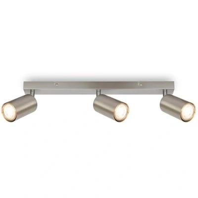 Imagen de BRILONER lámpara de techo, orientable, casquillo GU10, máx. 9 W, luz lámpara, salón, dormitorio, cocina, iluminación 44 cm, níquel mate