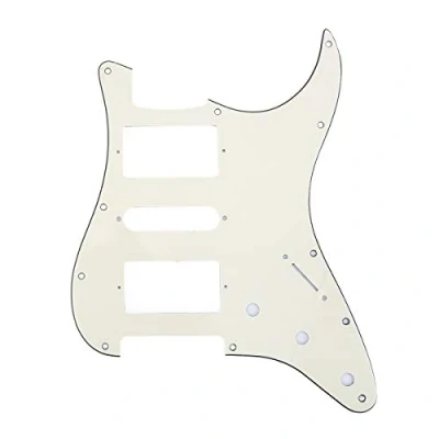Imagen de Musiclily Pro 11 Agujeros HSH Strat Pickguard Golpeador para Guitarra Fender American/México Standard Stratocaster Estilo Moderno, 3 capas Crema