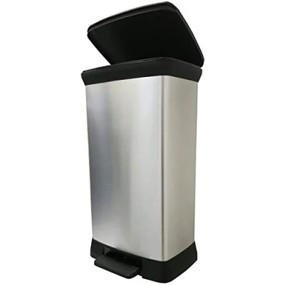 Imagen de Curver 187152, Cubo de basura rectangular con pedal Decobin 50 litros, 39x27x70 cm