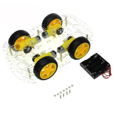 Imagen de Fasizi Kit de chasis caja batería coche con motor inteligente, codificador velocidad para Arduino, cuatro rondas