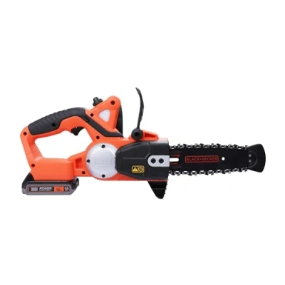 Imagen de BLACK+DECKER Motosierra a Batería 18V, de litio 2Ah, Espada 20cm, Velocidad Cadena 3,1m/s, Hasta 200 Cortes por Carga, para Poda y Leña GKC1820L20 QW