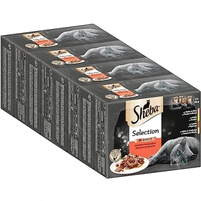 Imagen de Sheba Alimento húmedo Selection in Sauce Gatos, Sabrosa creación en Salsa, Pack de 4 Unidades (4 x 12 85 g)