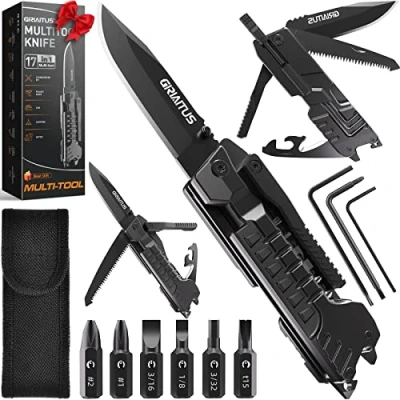 Imagen de Navaja Multiusos 17en1 Herramientas Cuchillo con Palillos para Encender Fuego, Abrelatas, Sierra, Silbato, Regalos Hombres, Navidad, Regalo Papa