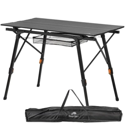 Imagen de CampFeuer Mesa Plegable para Camping 90,5 x 51,5 cm de Jardín, con Bolsa Transporte, Balcón Exterior Regulable en Altura, Multiusos
